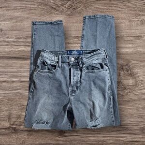 Hollister Women's Gray Distressed Ultra‎ High Rise Straight Leg Pants